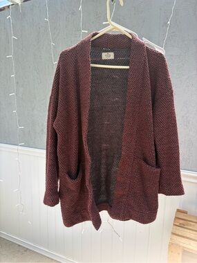 Marine Layer Maroon Open-Weave Cardigan
